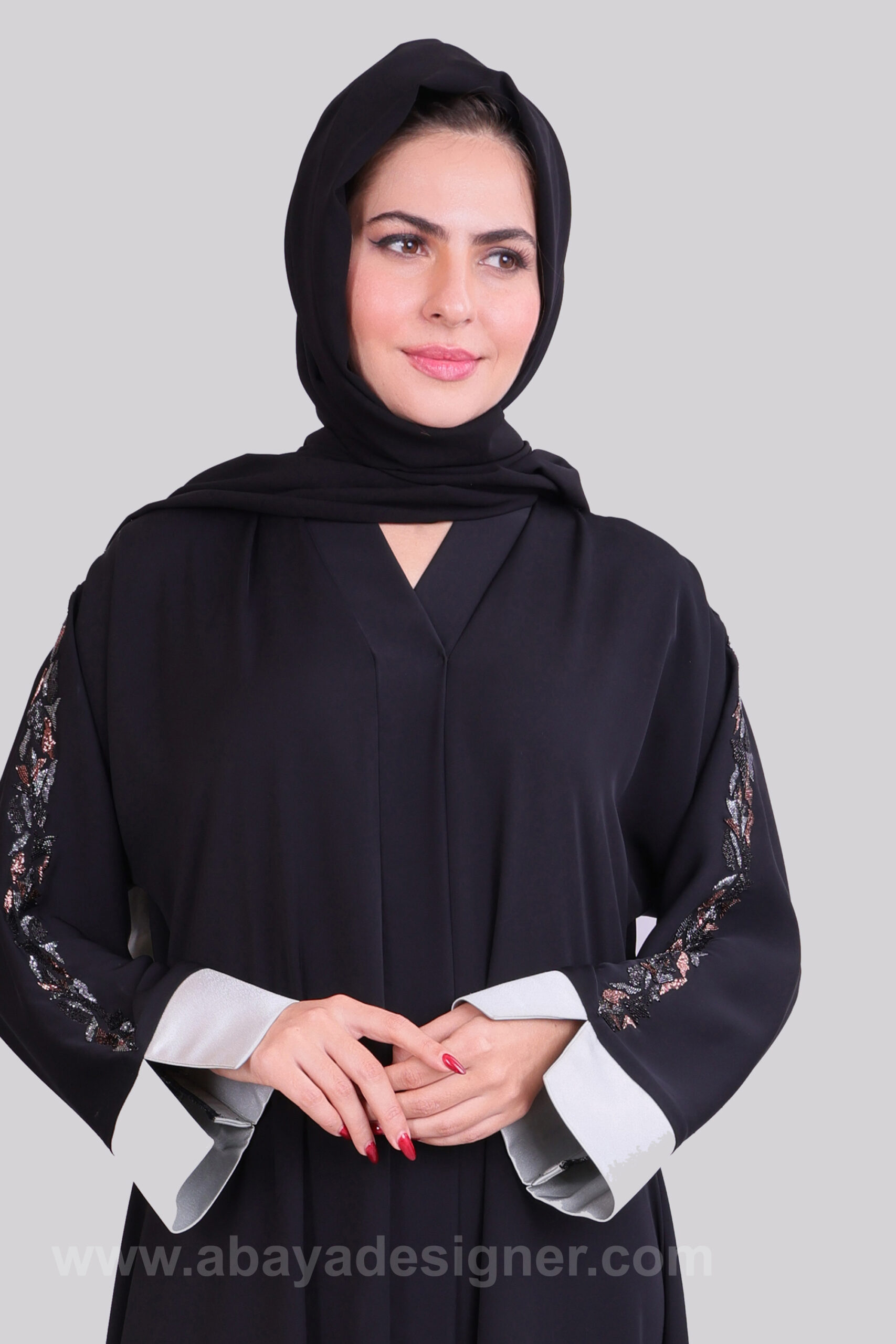 D 64 Turkish Style Multi Colour Handwork New High Neck Flap Burkha