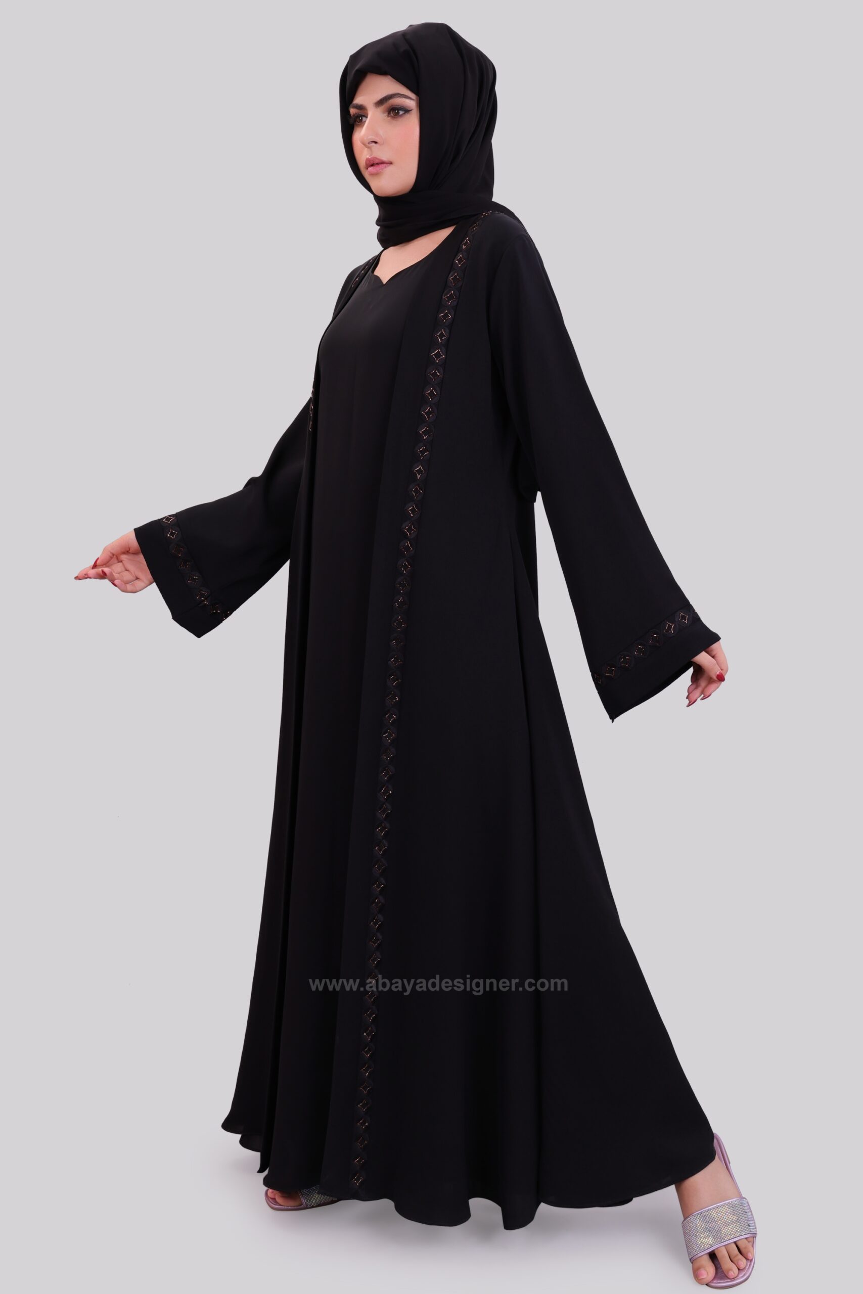 Indigo Belted Jacket Collar Buttoned Abaya Fiyatı | Allday